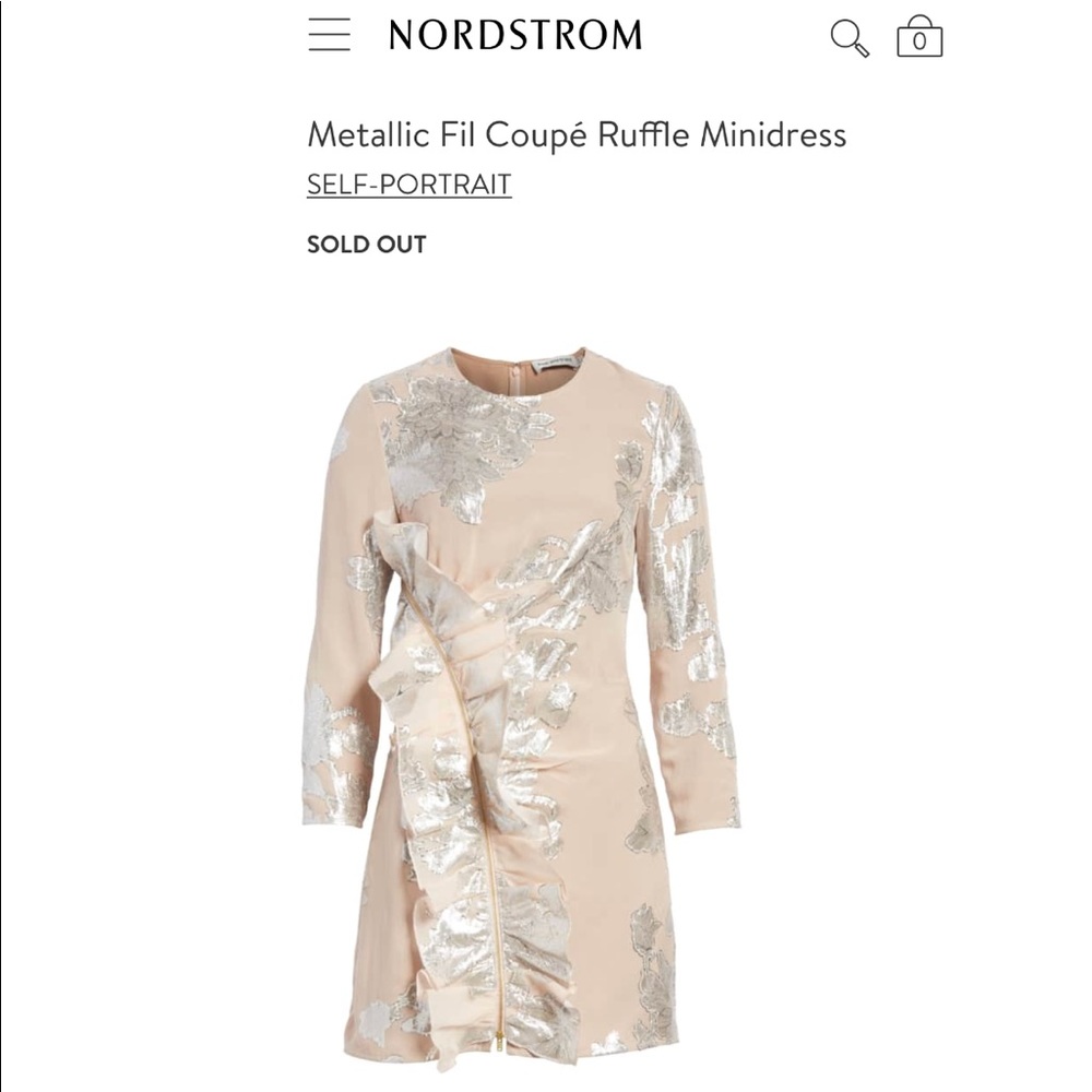 Self-Portrait Metallic Fil Coupé Ruffle Minidress in Pink and Silver